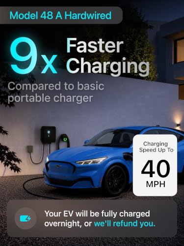 EVIQO Level 2 EV Charger J1772 48A - Hardwired 240V Wall Charging Station - size: 48