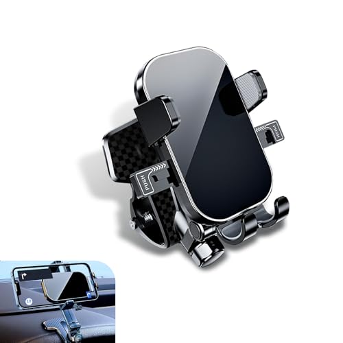 Dashboard Phone Holder, Multi-Angle Adjustment Noise-Free Anti-Shake Navigation Bracket, Portable Spring Clip Bracket with Anti-Scratch Silicone Protection, for Most Cars (Black)