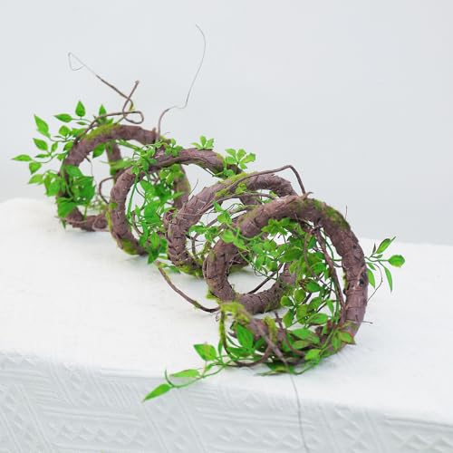 71 Inch Bendable Artificial Tree Vines Twine Branches Moss Greenery Plants Reptile Climbing Garland Twigs for Outdoor Camping Garden Wall Pipes Hanging Halloween Christmas Yules Decoration