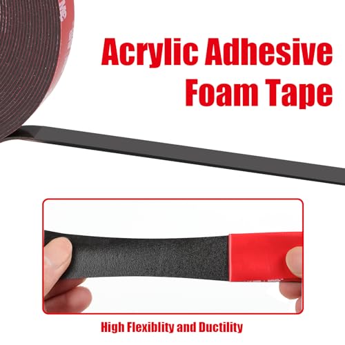 Double Sided Tape Heavy Duty, Waterproof Mounting Foam Tape, 36.5ft Length, 0.8in Width, High Temperature Resistant Adhesive Tape for Car, LED Strip Light, Office Decor, Uses VHB 5952 Raw Material - size: 0.8in x 36.5ft - 5952