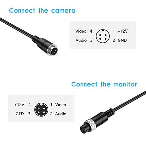 EKYLIN 32FT 10M Car Video 4-Pin Aviation Extension Cable for CCTV Rearview Camera Truck Trailer Camper Bus Vehicle Backup Monitor System Waterproof Shockproof - size: 32 ft