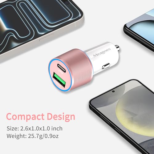 67.5W Pink Car Charger USB C Super Fast Charging for iPhone 17 Pro/Android - color: Rose Gold, size: 3.3 ft