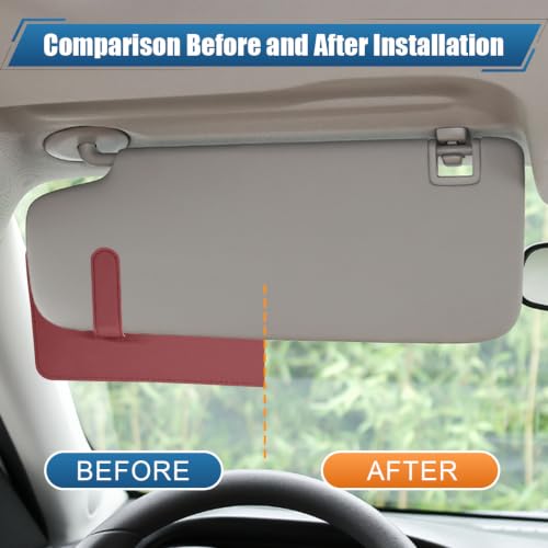 Car Sun Visor Extender with Sunglass Clip&Ticket Card Holder, Red - color: Red