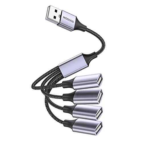 MOGOOD USB Splitter, 4-Port USB 2.0 Electronic Adapter, Multi-Socket USB Hub for Data Transfer and Power Charging, Compatible with Keyboard, Desktop, Television, Laptop, Printer, Car, U Disk, and TV - size: 1pack