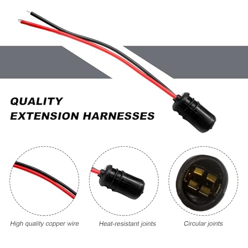 DXNQ 6PCS T10 Extension Harness Plug Connector, Car Instrument 194 Bulb Socket Base with 4.33" Wire Harness, Tail Light Socket Pre-Wired Rubber Lamp Holder for 168 175 194 W5W Bulb - color: T10-12BK02