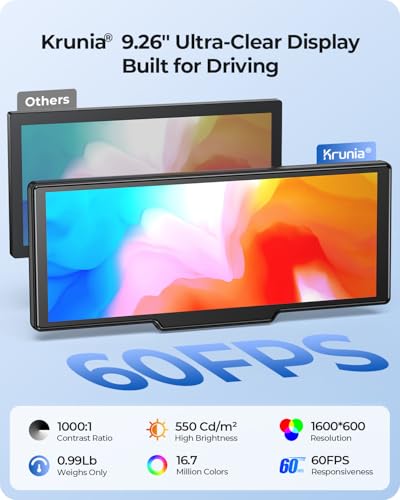 9.26" Wireless Carplay Screen for Car with 4K Dash Cam & HD Backup Camera