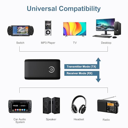 Bluetooth 5.3 Aux Adapter for Car, Bluetooth Transmitter for TV - color: Black