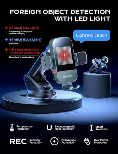 Wireless Car Charger, 15W Fast Charging Auto Clamping Car Charger Phone Mount Phone Holder fit for iPhone 15 14 13 12 11 Pro Max Xs, Samsung Galaxy S24 Ultra S23 S22 S21, S20, S10+, Green
