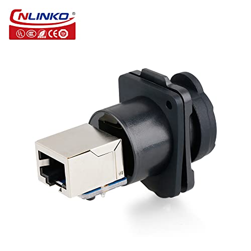 CNLINKO LP-16 RJ45 Industrial Waterproof Connector IP67 CAT.5E Circular Connector Quick Plugging Aviation Connector Fast Release 8P8C Connector PBT Plastic Shell Connector Flange Socket