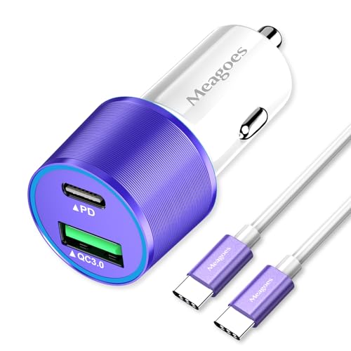 67.5W Purple Car Charger USB C Super Fast Charging for iPhone 17/Android - color: Purple, size: 3.3 ft