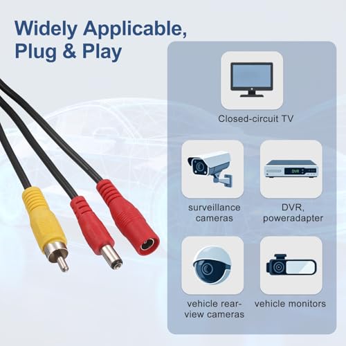 MECCANIXITY RCA DC HD Video AV Extension Cable 19.7FT/6M 2 in 1 - size: 19.7FT/6M