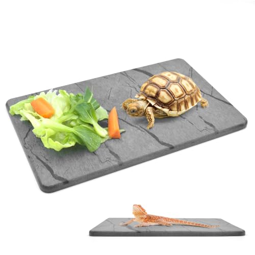 Reptile Basking Platform, 5.9''x9.8'' Diatomaceous Earth Feeding Mat Slate Habitat Accessories for Bearded Dragon Tortoise Lizard Gecko Snake Turtle Tank - size: 5.9''x9.8''