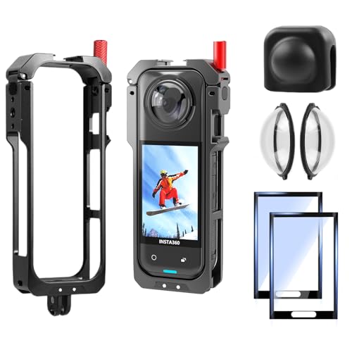 6-in-1 Accessories Kit for Insta360 X5, Included Insta 360 X5 Premium Lens Guard, Metal Protective Case, 2 Pack of Tempered Glass Film Screen Protector, Silicone Protective Cover Bundle Kit