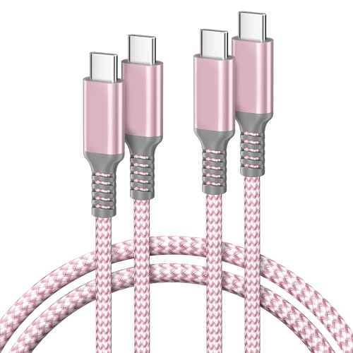 Basesailor USB C to USB C 60W Cable 3.3FT 2Pack Pink Braided Fast Charging - color: Pink, size: 3.3FT/1M