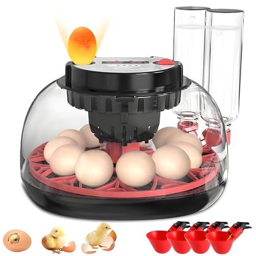 12-24 Egg Incubator with Automatic Egg Turning and Humidity Control,Water Refill,Egg Candler,Incubators for Hatching Chicken,Ducks,Goose,Quail,Pigeon,Parrot,Turkey for Farm, Home,Science Classroom