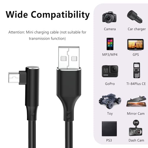 Mini USB Charging Extension Cable, Dash Cam Power Cord 13ft