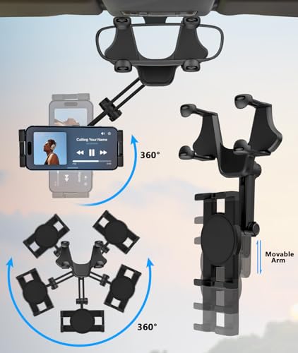 Rearview Mirror Tablet Mount for Car Truck- Rotatable & Retractable
