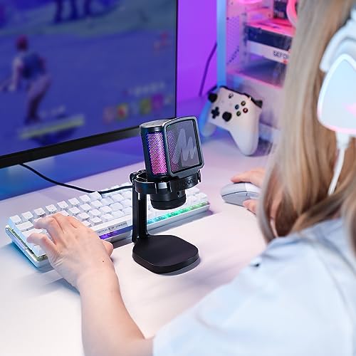 MAONO DGM20 USB Gaming Microphone for PC with Clear Voice & RGB Lighting - color: Black