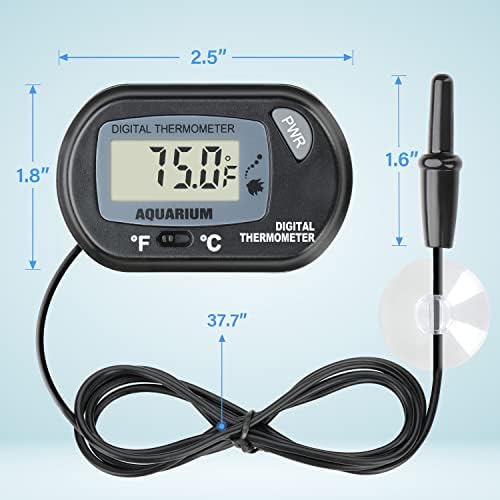 iPower 8 by 18-Inch 24W Reptile Heat Mat, LCD Digital Aquarium Thermometer, Under Tank Warmer Terrarium Heat Pad for Turtles Lizards Frogs and Other Small Animals, Multi Sizes - size: 8" x 18", style: Heat Pad + Thermometer