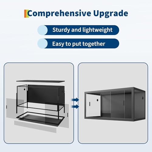 120 Gallon Bearded Dragon Tank, 4x2x2 ft Large Reptile Terrarium, Front Opening Glass Enclosure for Snake, Lizard, Chameleon, Large Reptile Cage with Screen Ventilation Top & Bioactive Habitat Ready - color: Black
