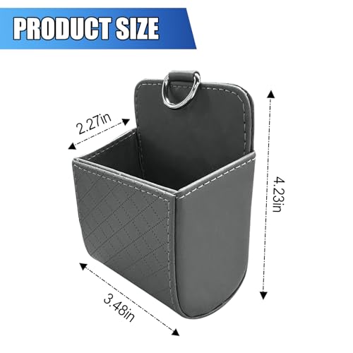 Car Vent Storage Bag, Leather Car Dashboard Organizer Pocket, Grey - color: Grey