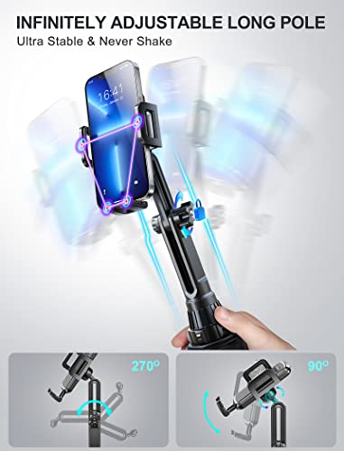 Cup Holder Phone Mount, [No Shaking & Height-Adjustable Pole] Cup Phone Holder for Car, Cell Phone Cradle for iPhone iPhone14, Samsung and More Smart Phone(Black)