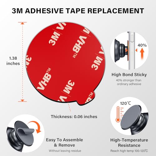 APPS2Car 3M VHB Adhesive Kit, 2 Dash Disks + 6 Grip Pads for Phone Mount - size: 2 Pack Large Round & 6 Pack Small Round