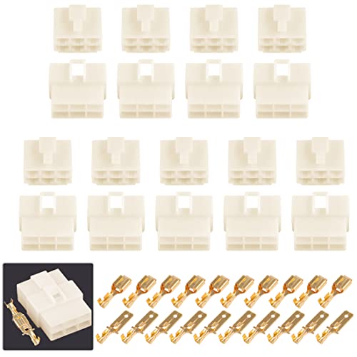 Glarks 280Pcs 6.3mm 6 Pin Way Electrical Automotive Wire Connector Male Female Socket Plug and Terminals Kit for Motorcycle, Bike, Car, Boats (20Set 6.3mm 6P) - size: 20Set 6.3mm 6P