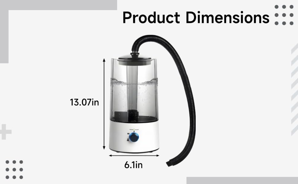 Reptile Fogger, 135 fl oz / 4 L Black & White Humidifier Mister, Customizable Mist, Quiet Fog Machine with Stretchable Tube, Top-Fill for Chameleon Lizard Tortoise