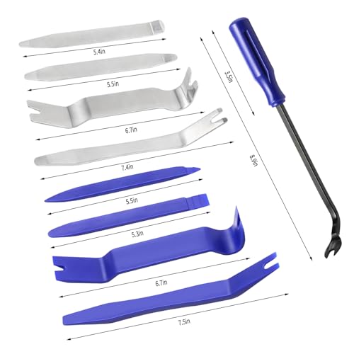 Auto Trim Removal Tool Kit, 17 Pcs Auto Car Trim Tool Set Plastic Pry Tool Kit for Car, Clip, Audio, Dashboards, Door Panel Window Molding Fastener Remover Tool Kit - color: Blue