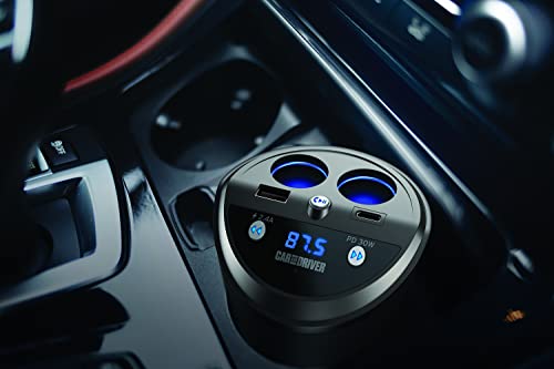 Car and Driver Smart FM Transmitter Bluetooth Cup Holder, Compatible with Alexa, Siri, and Google Assistant for Car, Dual USB-A and USB-C PD Fast-Charging Ports and Cigarette Lighter 12V Power Sockets
