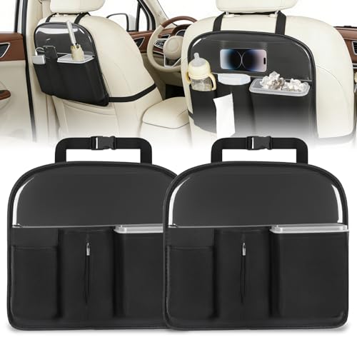 Nilight Car Seat Back Organizer 2PCS Black PU Leather Universal - color: Black Leather w/Bucket-2Pcs Short Szie