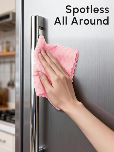 Microfiber Cleaning Cloths Roll 75 Pack 12x12 Inch Lint Free - color: Pink Ripple