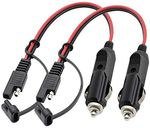 SAE Cigarette Lighter Charger Cable,16AWG 12V Cigarette Lighter Male Plug to SAE 2 Pin Quick Release Disconnect Connector Plug Adapter Extension Charging Cable with Fuse(0.3m/1ft-2Pack-M) - color: 0.3m-Male-2Pack