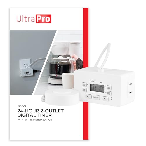 UltraPro 24hr Digital Bar Outlet Timer, 2-Polarized, 2 Programmable Cycles Plug - style: 2 Polarized Outlet Timer with Tether