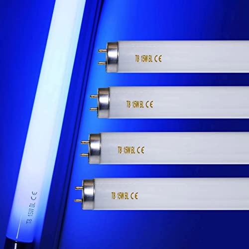 amgolibi 18 Inch 15 Watt U V/A Black Light Bulb F15T8/BL Replacement T8 BL Fluorescent Lamps for 30W Machine 350BL 365-nm Blue Light 4 Count - style: 4 Pack