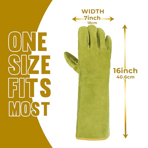 HANDLANDY Animal Handling Gloves, Bite-Proof, Scratch-Resistant, Pet Gloves for Dogs, Cats, Falconry, Gardening - color: Ginger Yellow, size: 16 Inches