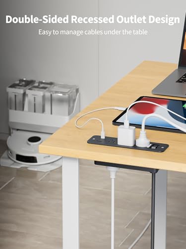 Recessed Power Strip, 6 Outlets 5 USB (3 USB-C, 15W/3A Max), 5FT Flat Plug