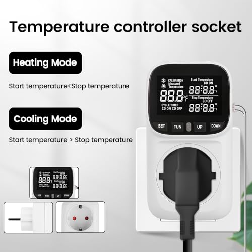 diymore All-Purpose Digital Temperature Controller Thermostat Fahrenheit Thermostat with Sensor (110-220V) ITC-1000F for Refrigerator Fermenter, Heate Blanket Temperature Controller