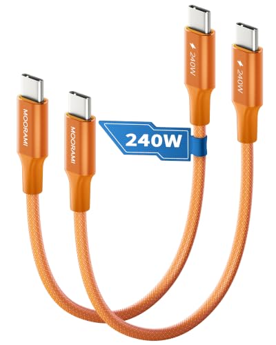2-Pack 1.5ft 240W USB C to C Cable, Travel Station Laptop Hub - color: Orange, size: 1.5 ft (18 in)