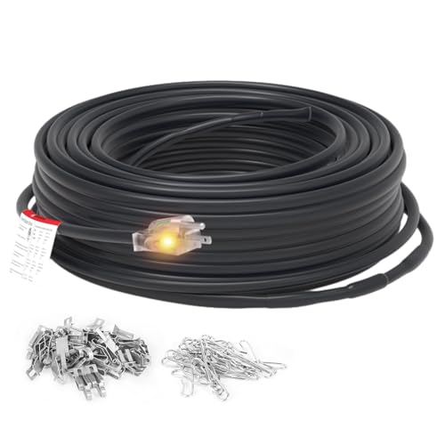 HEATIT 8JHSF1 Self Regulating Pre-Assembled Heating Cable with Spacer and Clips, Heat Tape for Roof Deicing and Pipe Freeze Protection,120V 8W/ft, 75FT - color: 8W/FT (KIT), style: 75FT