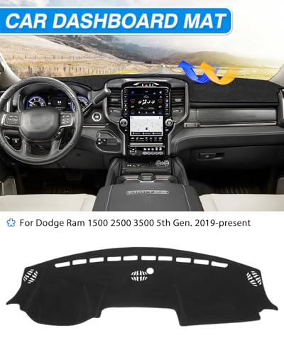 Cartist Dash Cover for 2019-2026 Dodge Ram 1500 2500 3500 Dashboard Cover - color: 5)19+Dodge Ram(Black)
