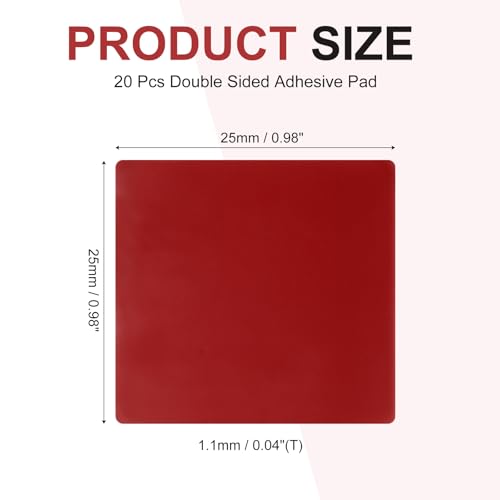 20 Pcs Double Sided Adhesive Pads, 0.98" x 0.98" Dash Cam Sticky Pads Self-Adhesive Square Mounting Foam Tape Waterproof & Heat Resistant for Car Walls Picture Home Decor, Red - size: 0.98" x 0.98"