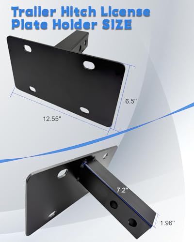 Trailer Hitch License Plate Holder, License Plate Bracket for 2’’ Hitch Front & Rear Receivers Heavy-Duty Steel License Plate Holder for Trailer for Truck; SUV; No Drilling Required - size: For 2 '' Hitch Receiver