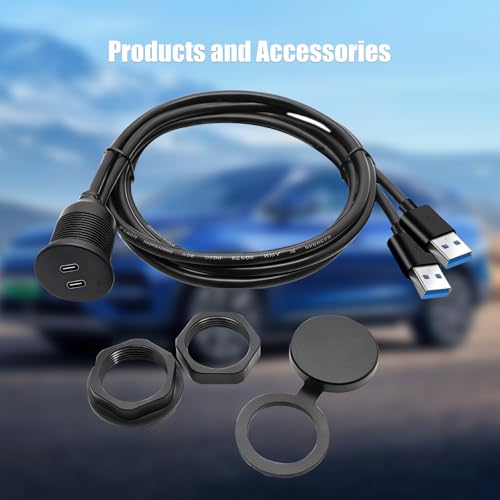 Dual Port USB A 3.0 Male to USB C 3.0 Female Extension Cable,Flush Mount Waterproof Panel Cable for Car,Truck,Boat,Motorcycle Dashboard 3.3ft - style: Dual USB A-C 3.0
