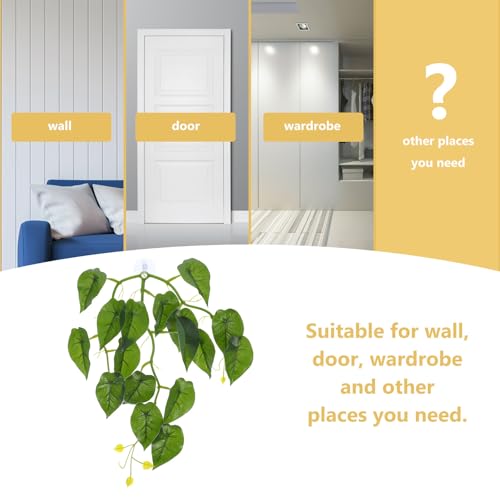 PRETYZOOM Reptile Tank Hanging Fake Plants for Terrarium with Suction Cup, Turtle Habitat Decorations, Lizard Tank Artificial Vine Leaves for Amphibians and Reptiles