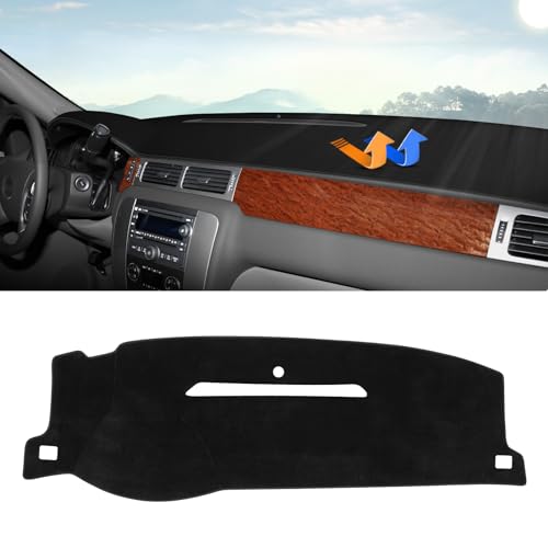 Autorder Dashboard Cover Mat for 2007-2013 Chevy Silverado Sierra,2007-2014 Chevy Tahoe Suburban Denali Avalanche&GMC Yukon/XL Without Dash Speaker&Only One Glove Box Accessories Velvet Dash Cover - size: Black 07-13 Silverado 1 Glove Box(A)