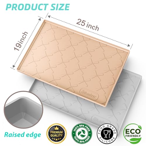 SIKADEER Waterproof Under Sink Mat Silicone 25"x19", Kitchen Cabinet Liner - color: Beige, size: 25"W x 19"L
