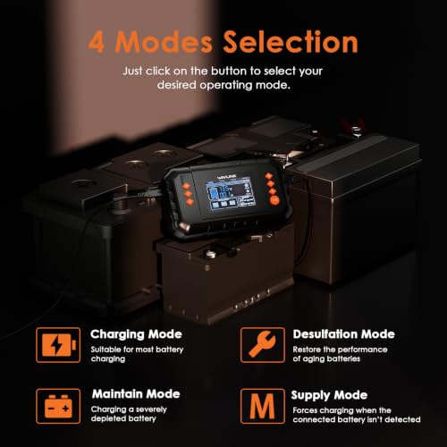 WAVLINK 35-Amp Smart Battery Charger, 6V/12V/24V Car Battery Charger - color: 35-AMP