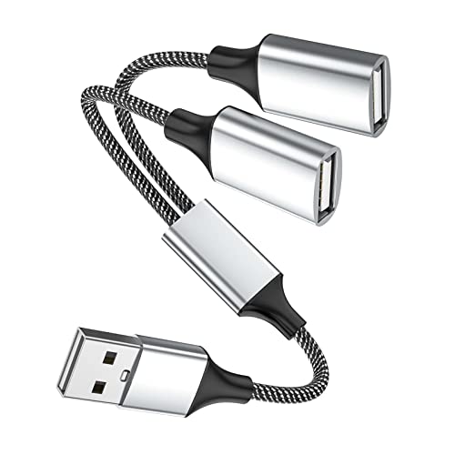 Fidioto USB A Splitter, USB A Male to 2 Female USBA Y Splitter, USB Splitter 1 in 2 Out Support Charging and Data Transfer for Printer/Keyboard/Flash Drive/PlayStation/Laptop/LED/Headsets Etc - style: 1 in 2 out-10in